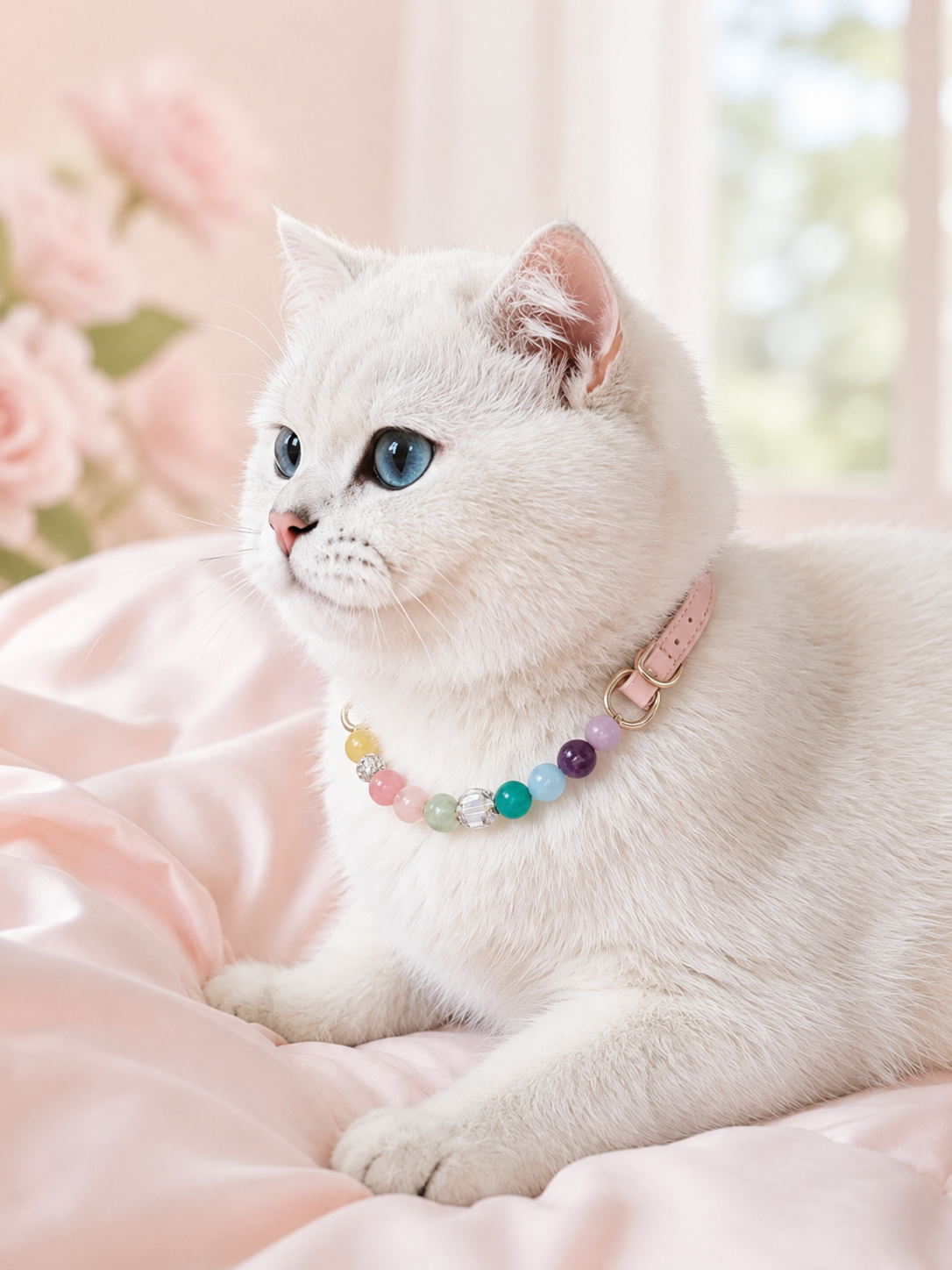 Multi-Gemstone Matching Pet Collar & Owner Bracelet Set