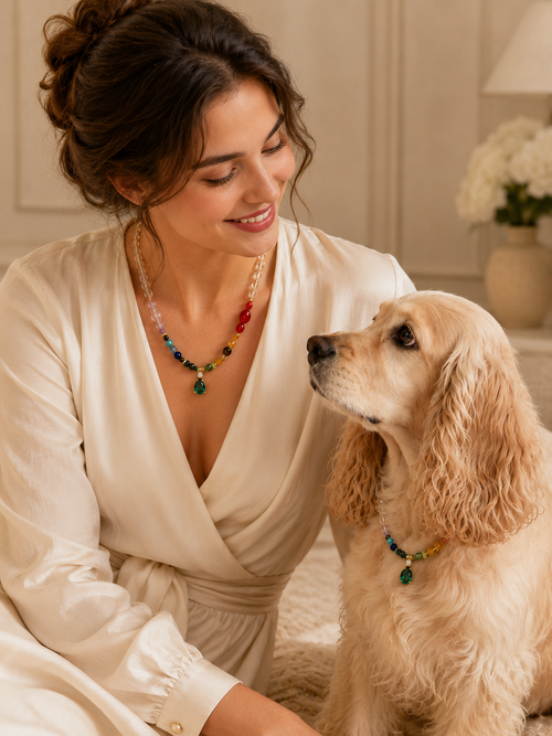 April Clear Quartz Matching Pet & Owner Necklace
