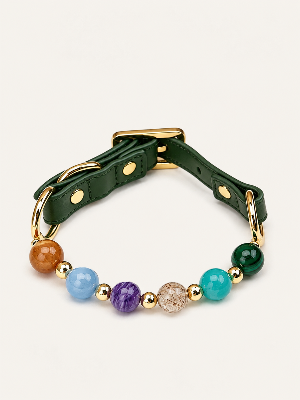Malachite Matching Pet Collar & Owner Bracelet Set