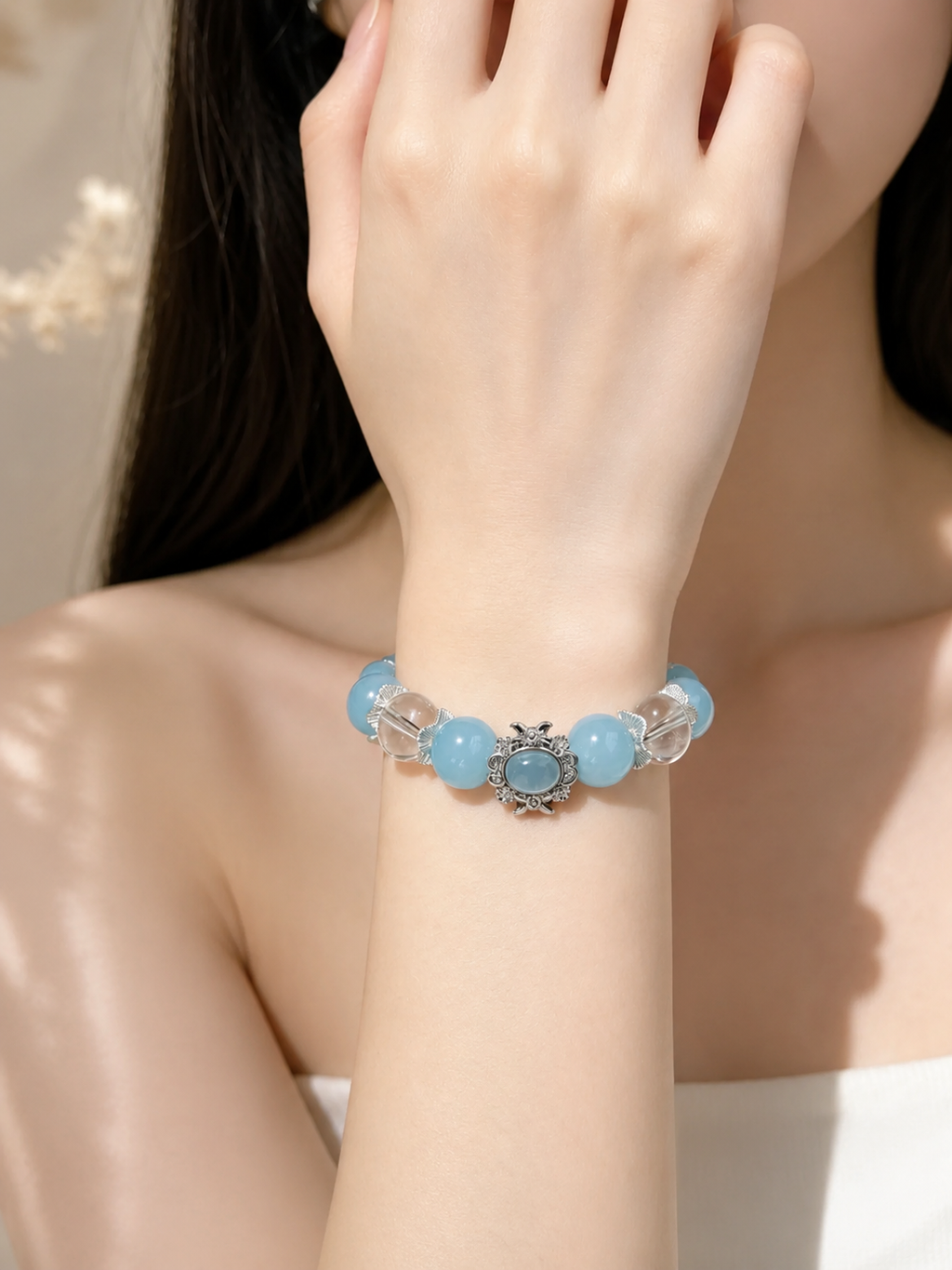 Aquamarine Matching Pet Collar & Owner Bracelet Set