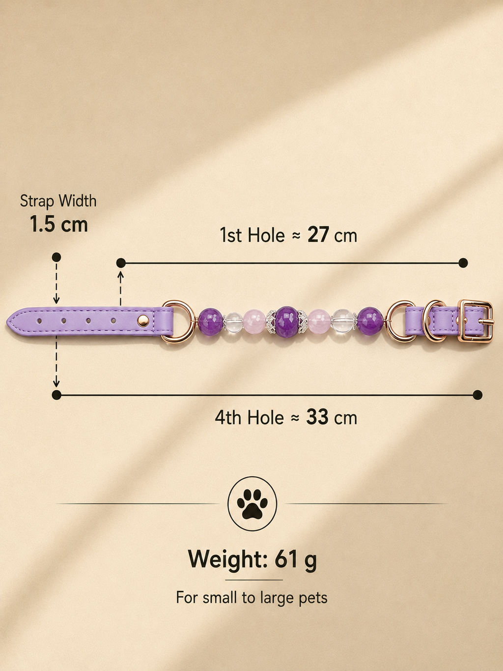Amethyst Matching Pet Collar & Owner Bracelet Set