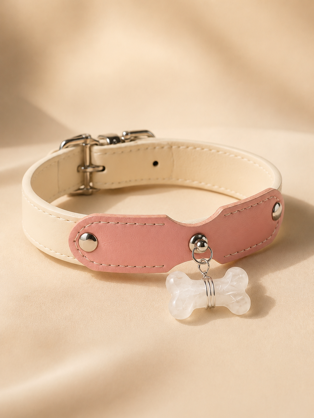 Clear Quartz Möbius Loop Leather Pet Collar