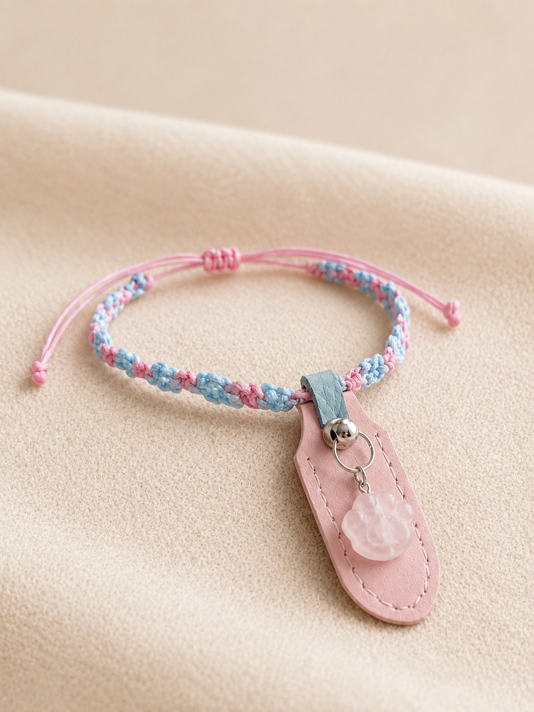 Rose Quartz Handwoven Pet Necklace