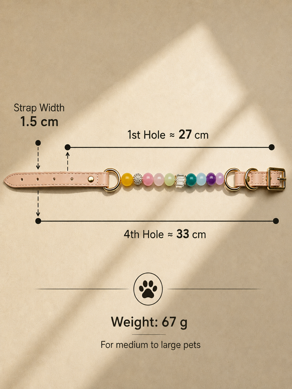 Multi-Gemstone Matching Pet Collar & Owner Bracelet Set