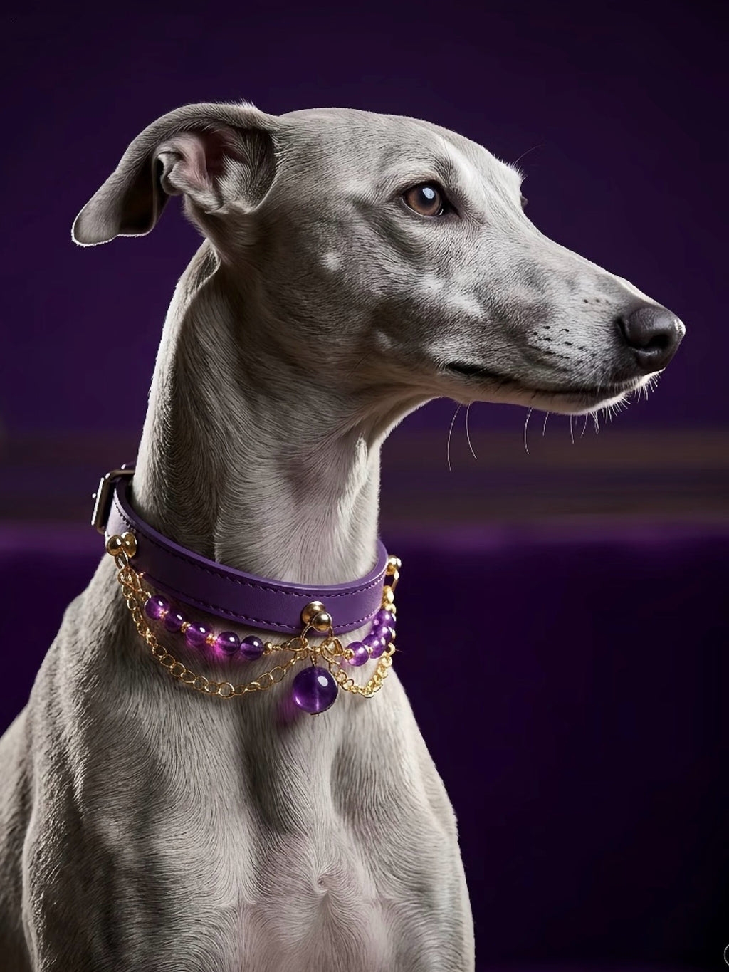 Amethyst Leather Pet Collar