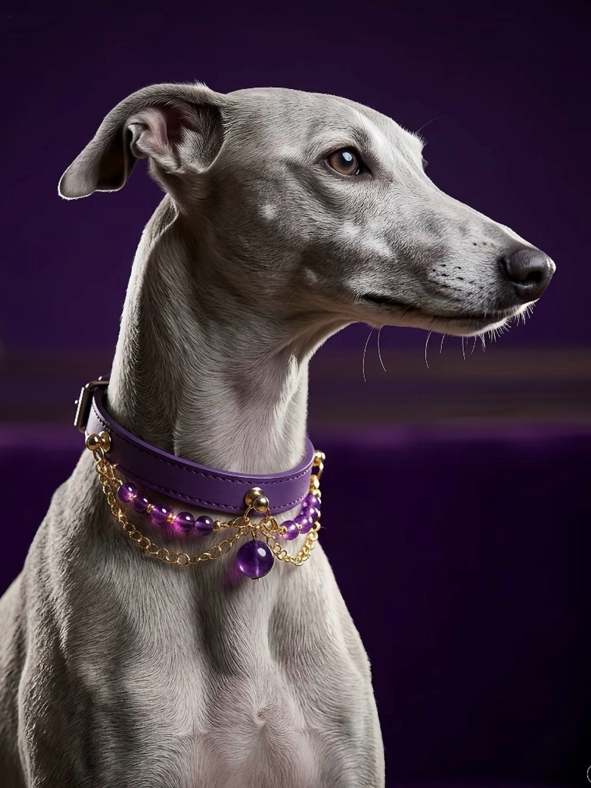 Amethyst Leather Pet Collar
