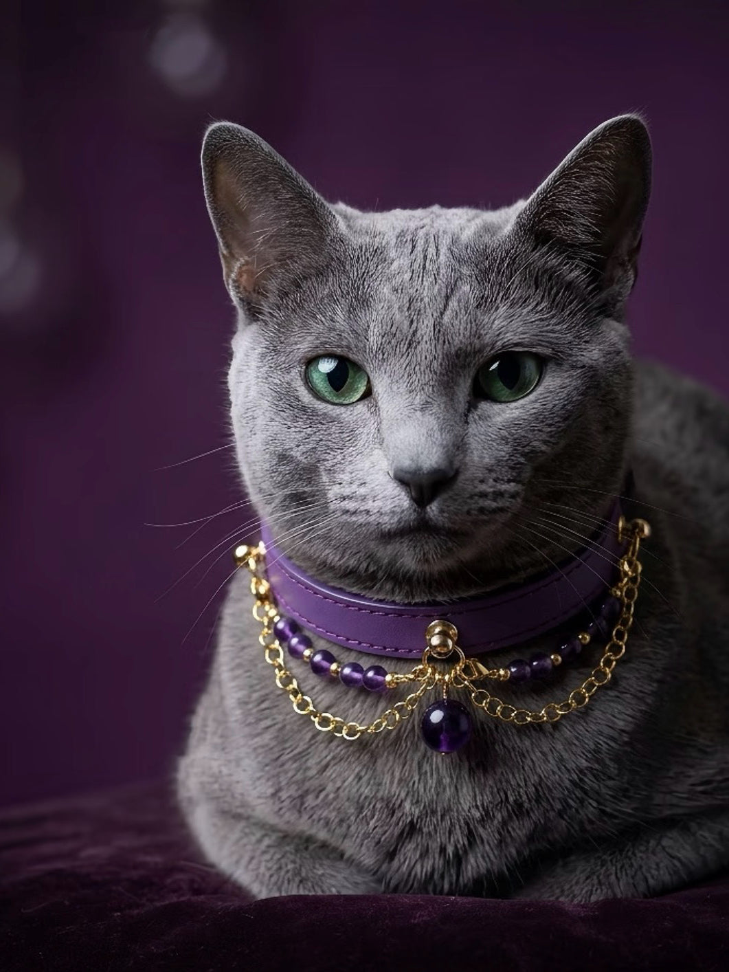 Amethyst Leather Pet Collar