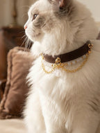 White Aze & White Agate Leather Pet Collar