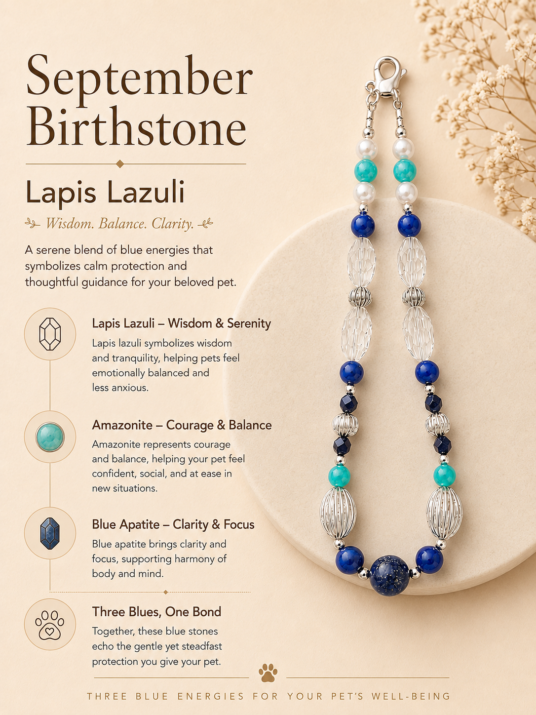 September Lapis Lazuli Matching Pet & Owner Necklace