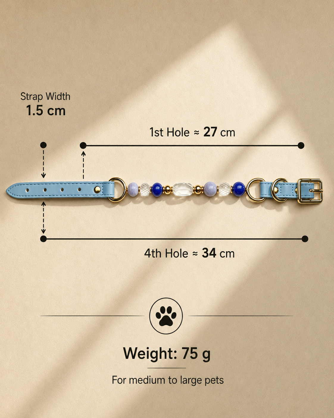Lapis Lazuli Matching Pet Collar & Owner Bracelet Set