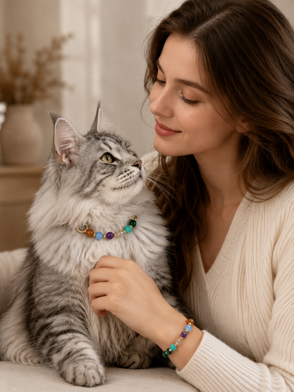 Malachite Matching Pet Collar & Owner Bracelet Set