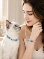 Aquamarine Matching Pet Collar & Owner Bracelet Set