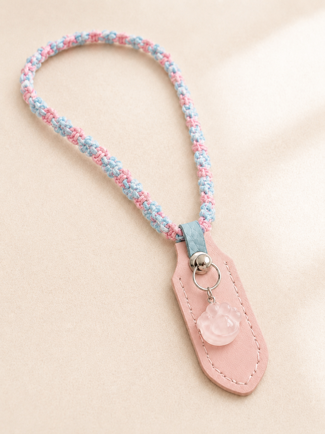 Rose Quartz Handwoven Pet Necklace
