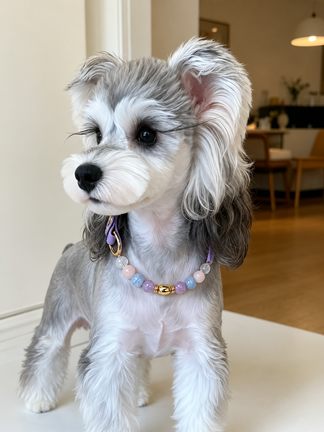Blue Lace Agate Matching Pet Collar & Owner Bracelet Set