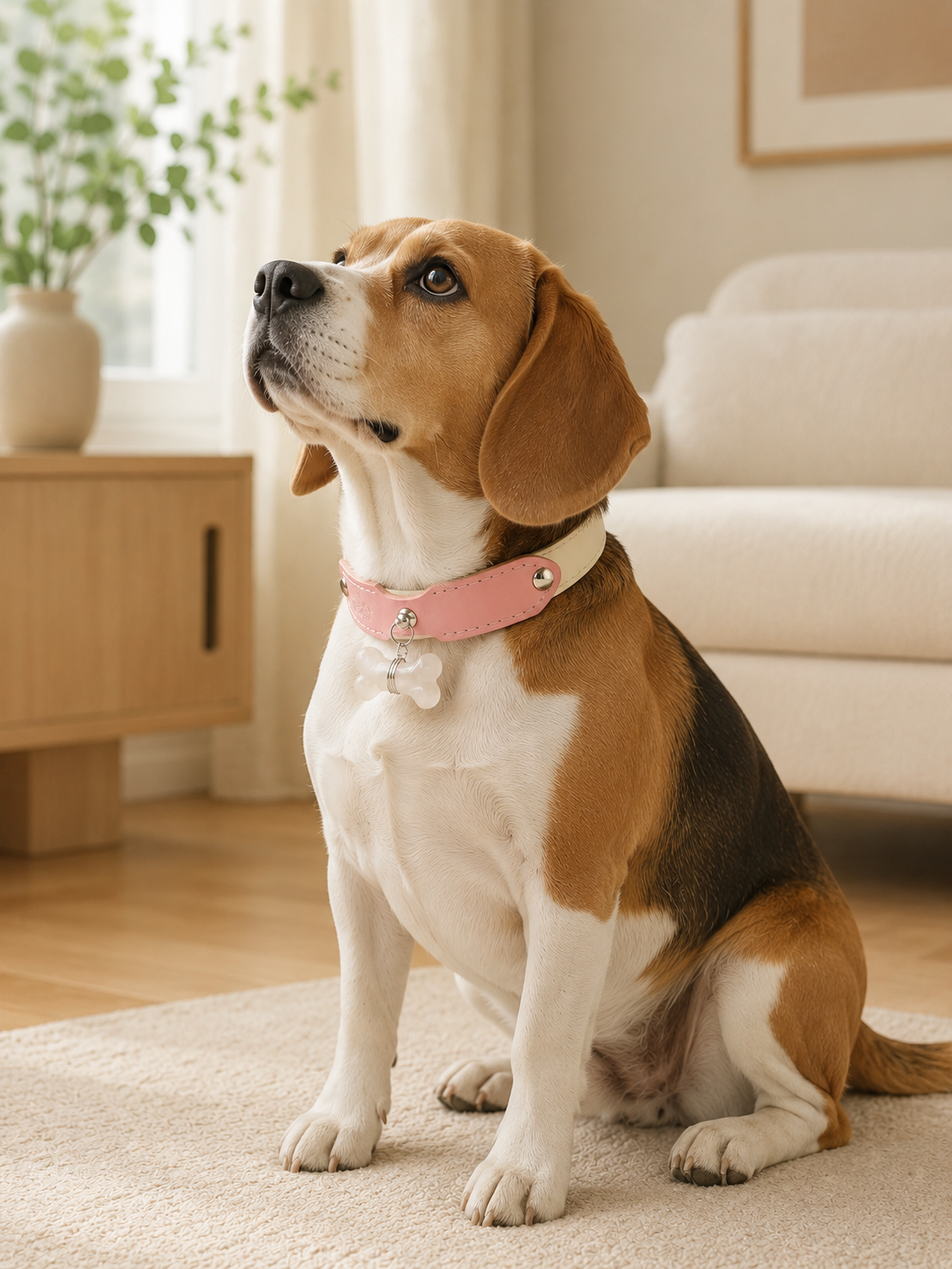 Clear Quartz Möbius Loop Leather Pet Collar
