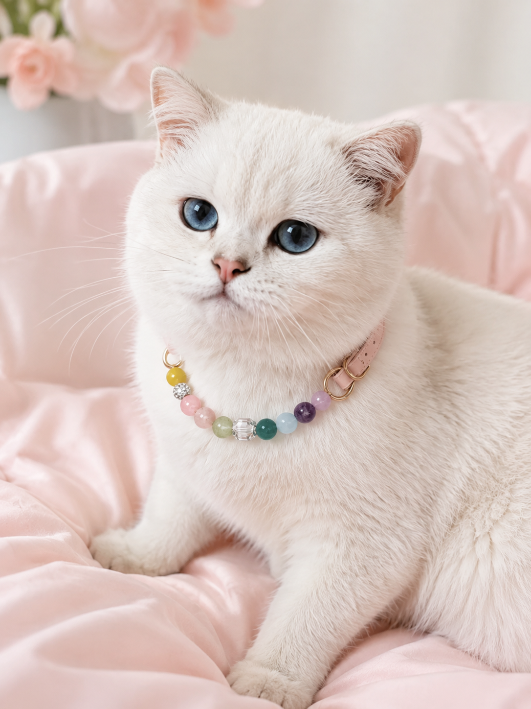 Multi-Gemstone Matching Pet Collar & Owner Bracelet Set