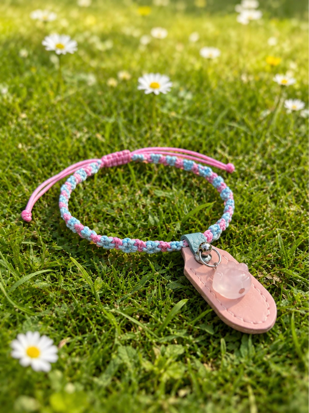 Rose Quartz Handwoven Pet Necklace