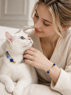 Lapis Lazuli Matching Pet Collar & Owner Bracelet Set