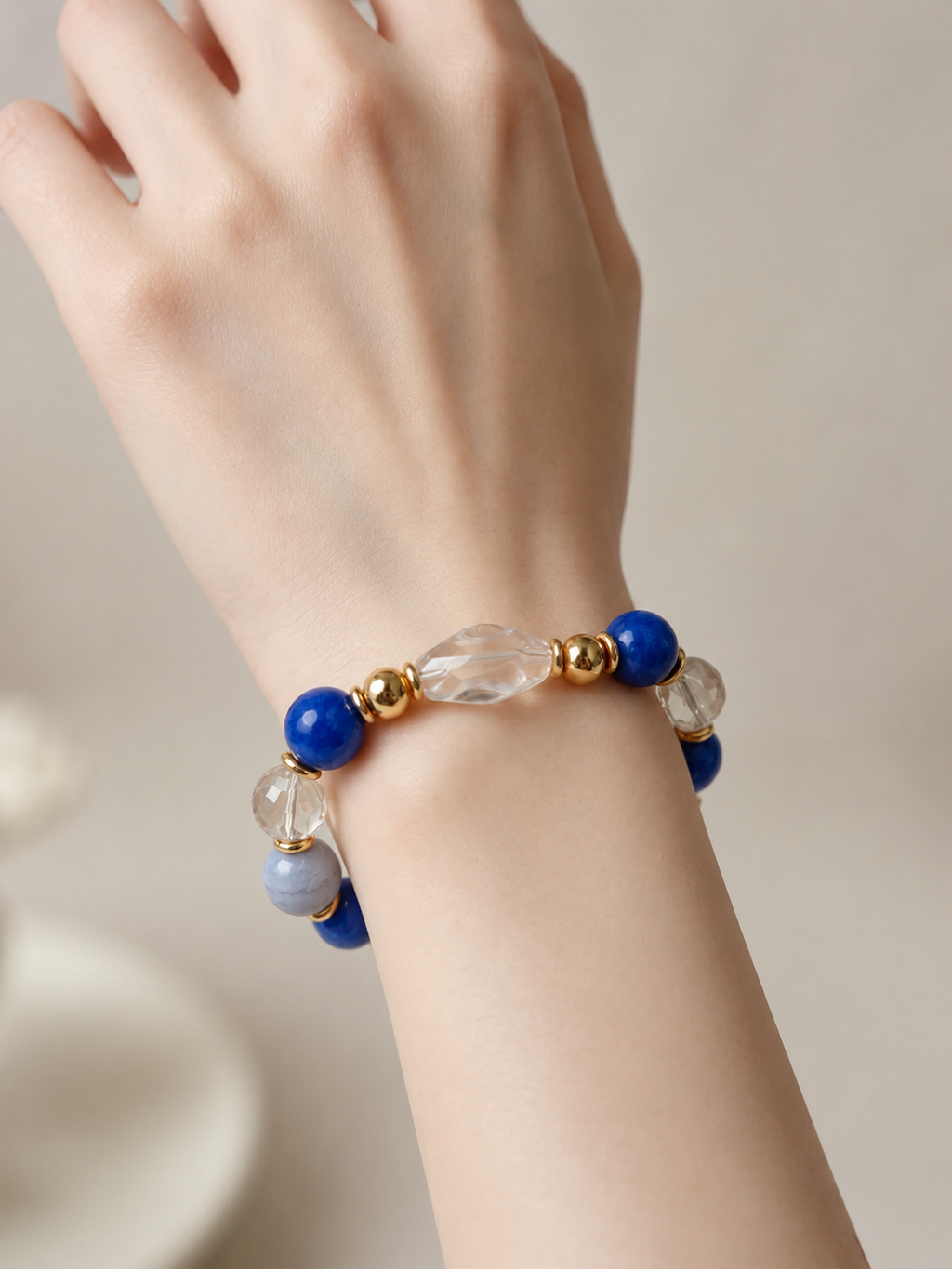 Lapis Lazuli Matching Pet Collar & Owner Bracelet Set