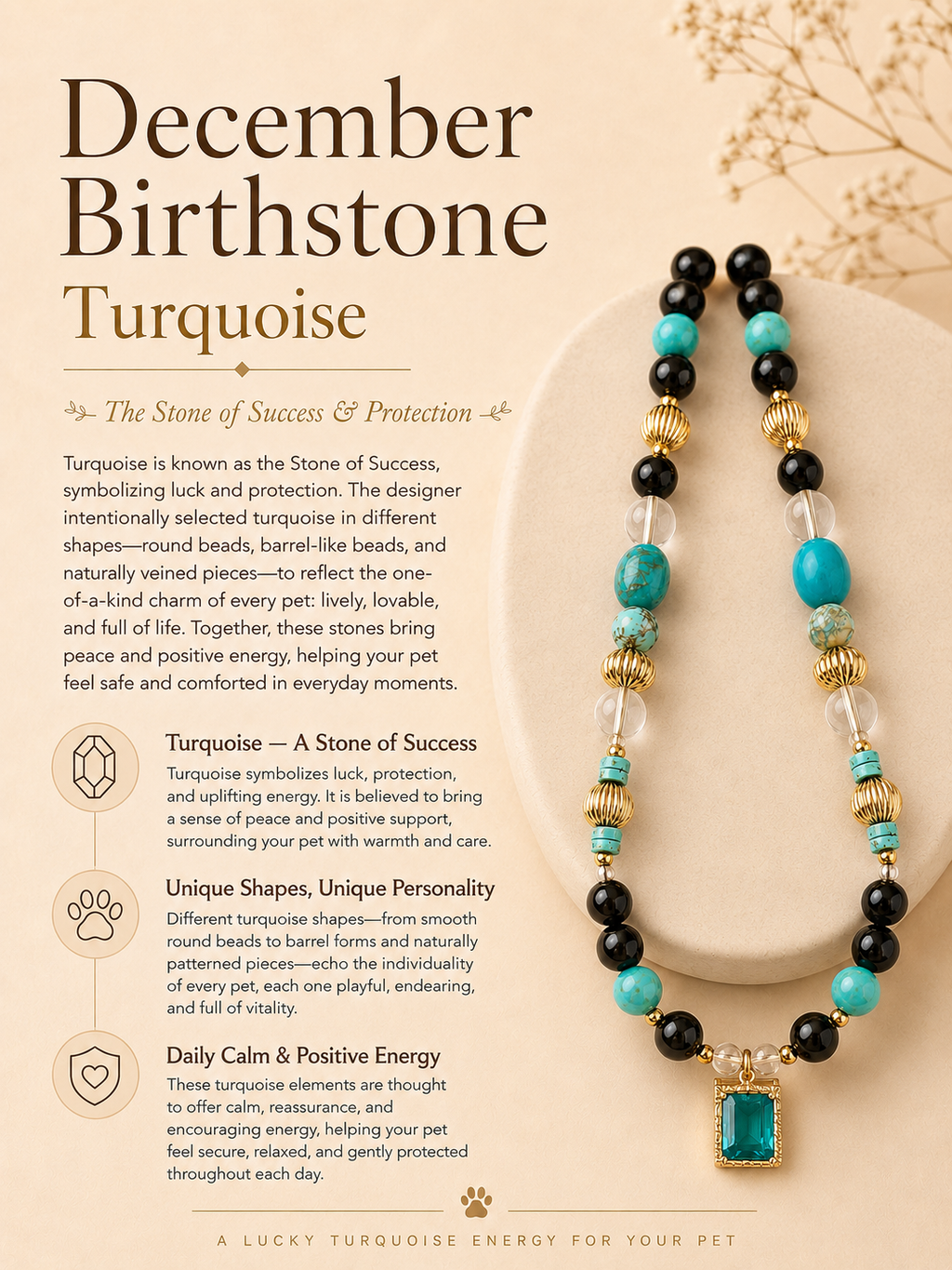 December Turquoise Matching Pet & Owner Necklace