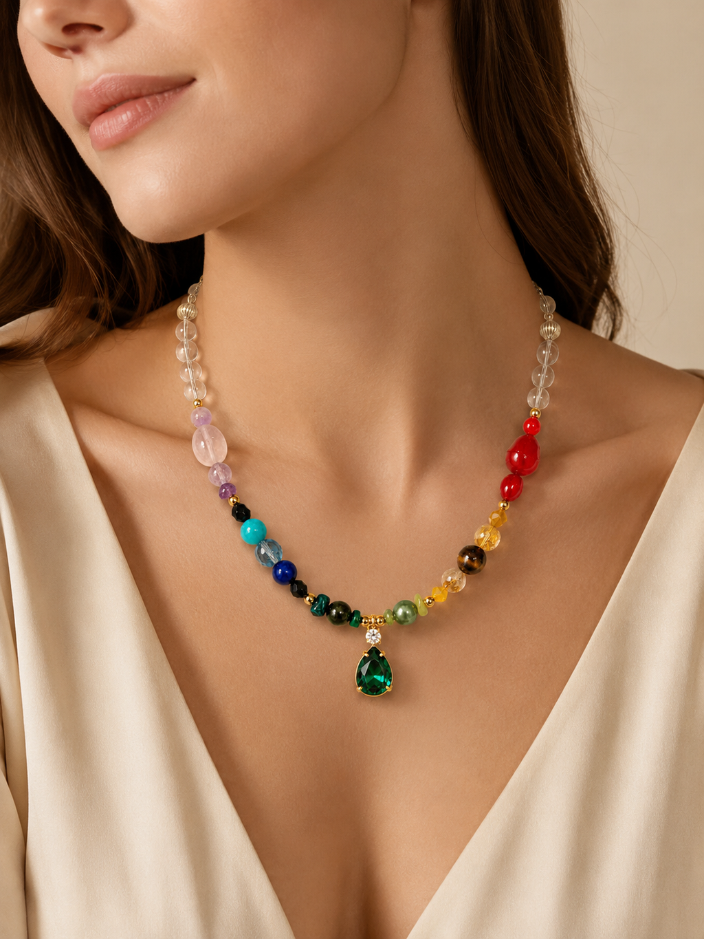 April Clear Quartz Matching Pet & Owner Necklace