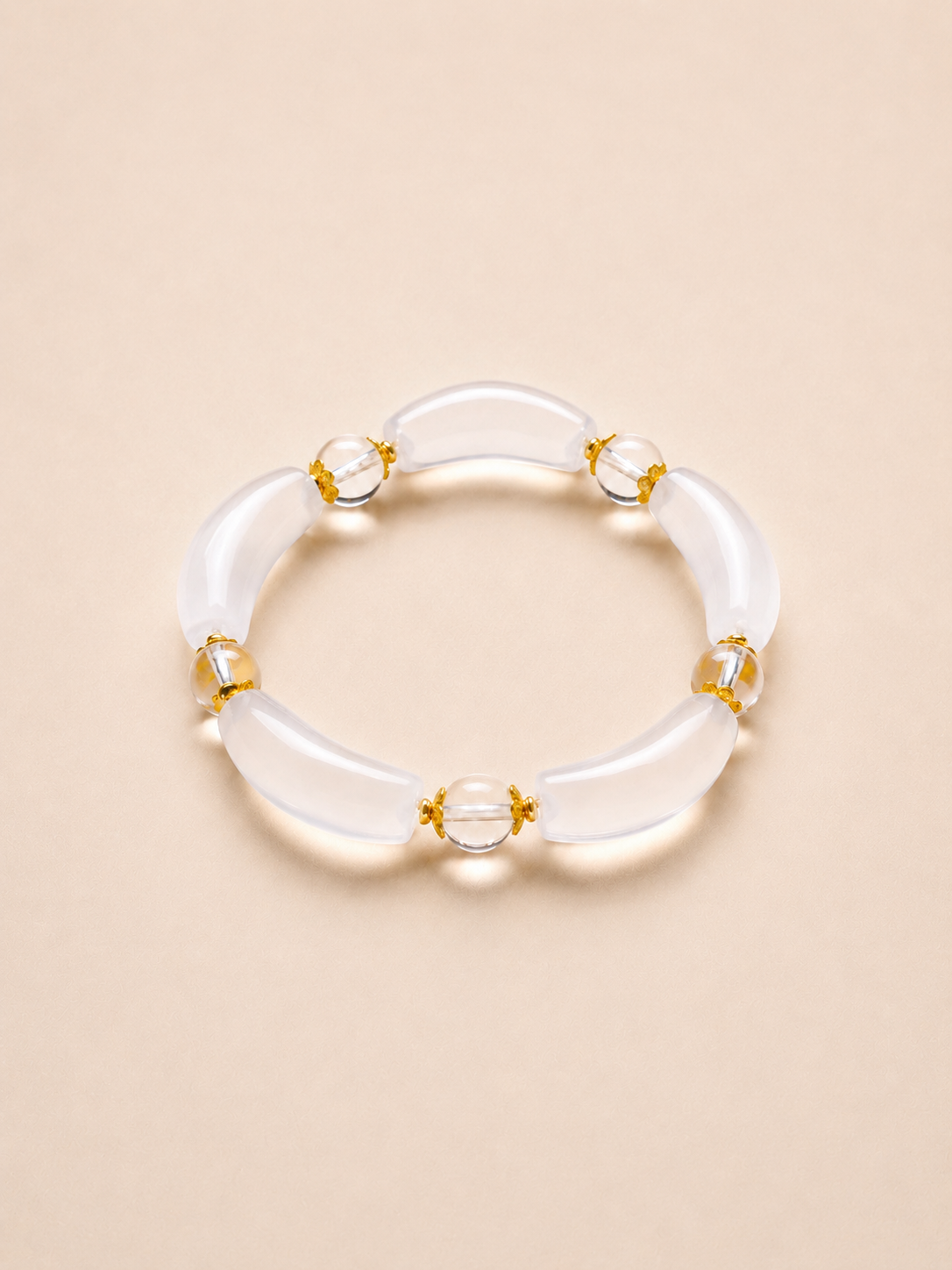 Ergonomic Smile Curved Natural Crystal Bracelet for Chakra Energy