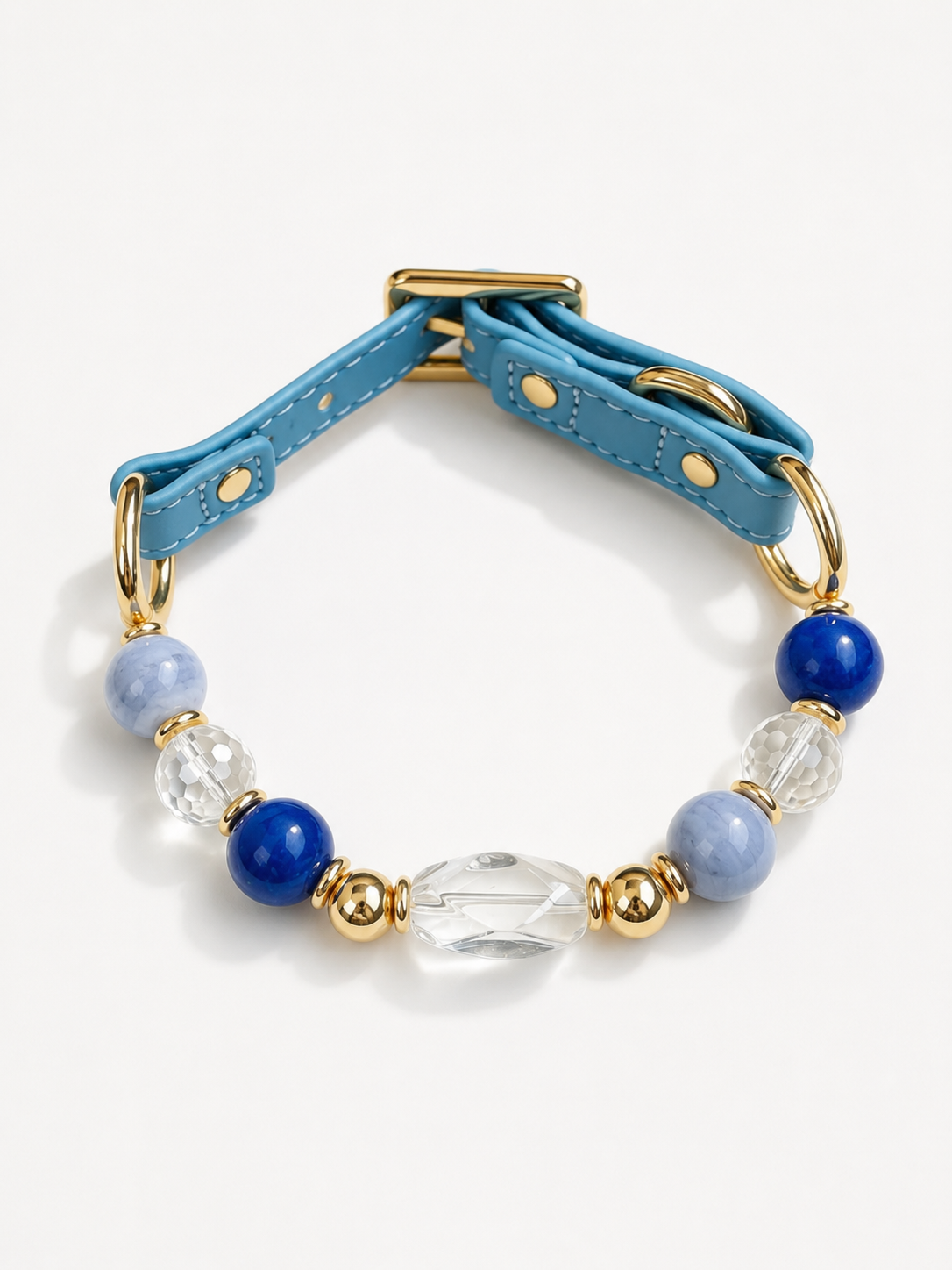 Lapis Lazuli Matching Pet Collar & Owner Bracelet Set