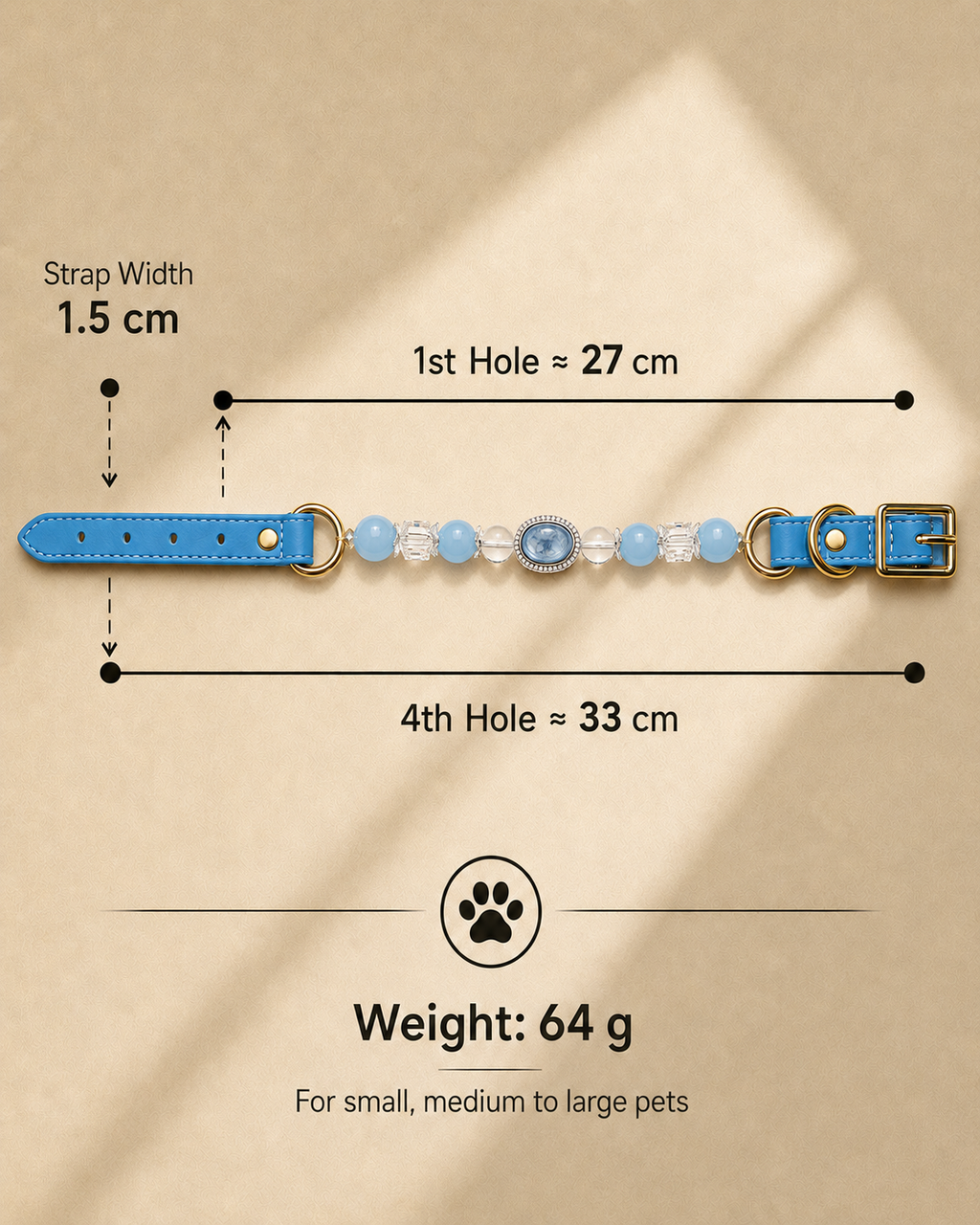 Aquamarine Matching Pet Collar & Owner Bracelet Set