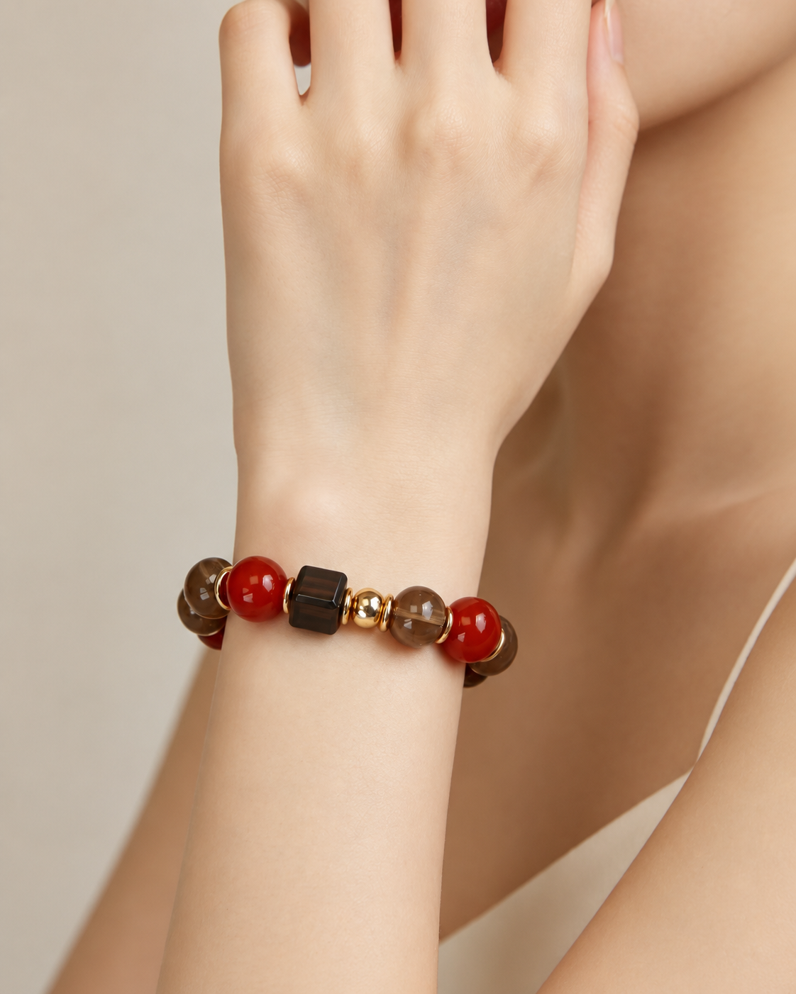 Red Agate Matching Pet Collar & Owner Bracelet Set