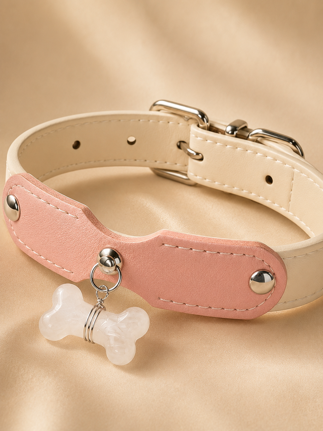 Clear Quartz Möbius Loop Leather Pet Collar