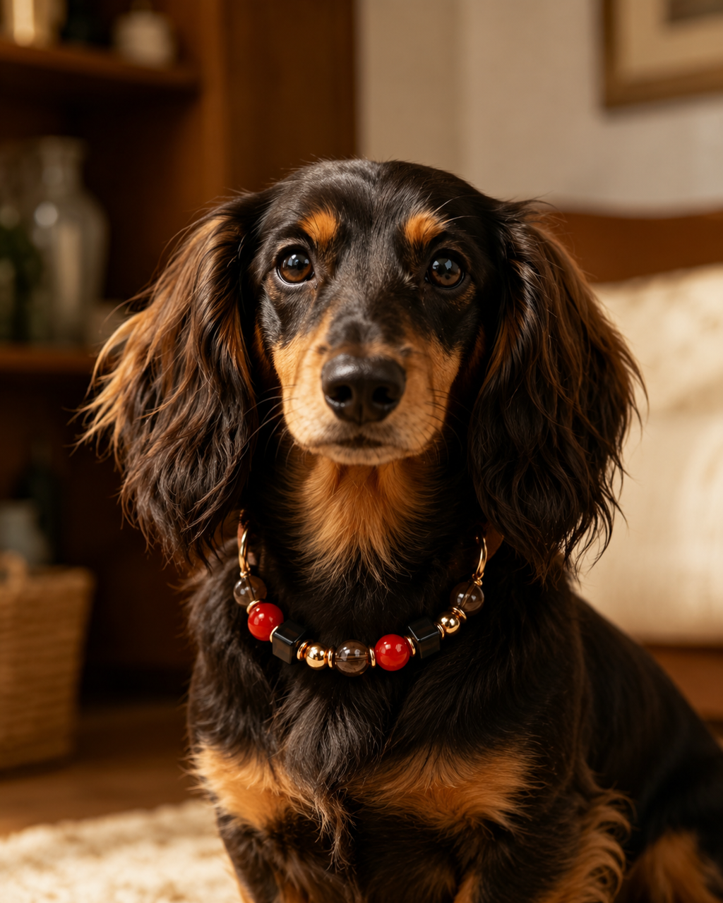 Red Agate Matching Pet Collar & Owner Bracelet Set