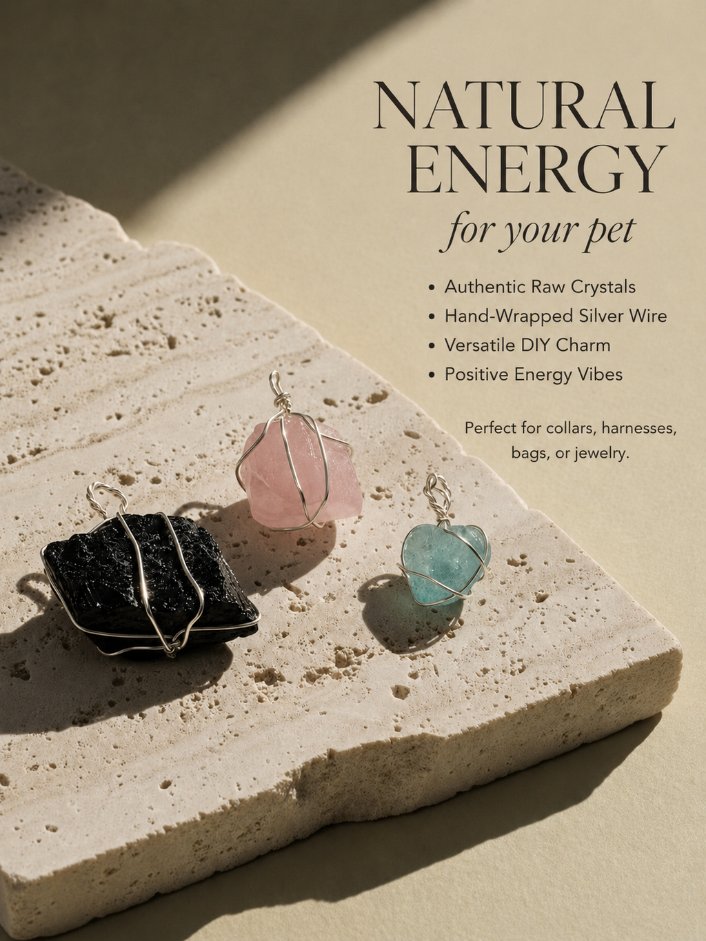Wire-Wrapped Raw Crystal Pet Charm