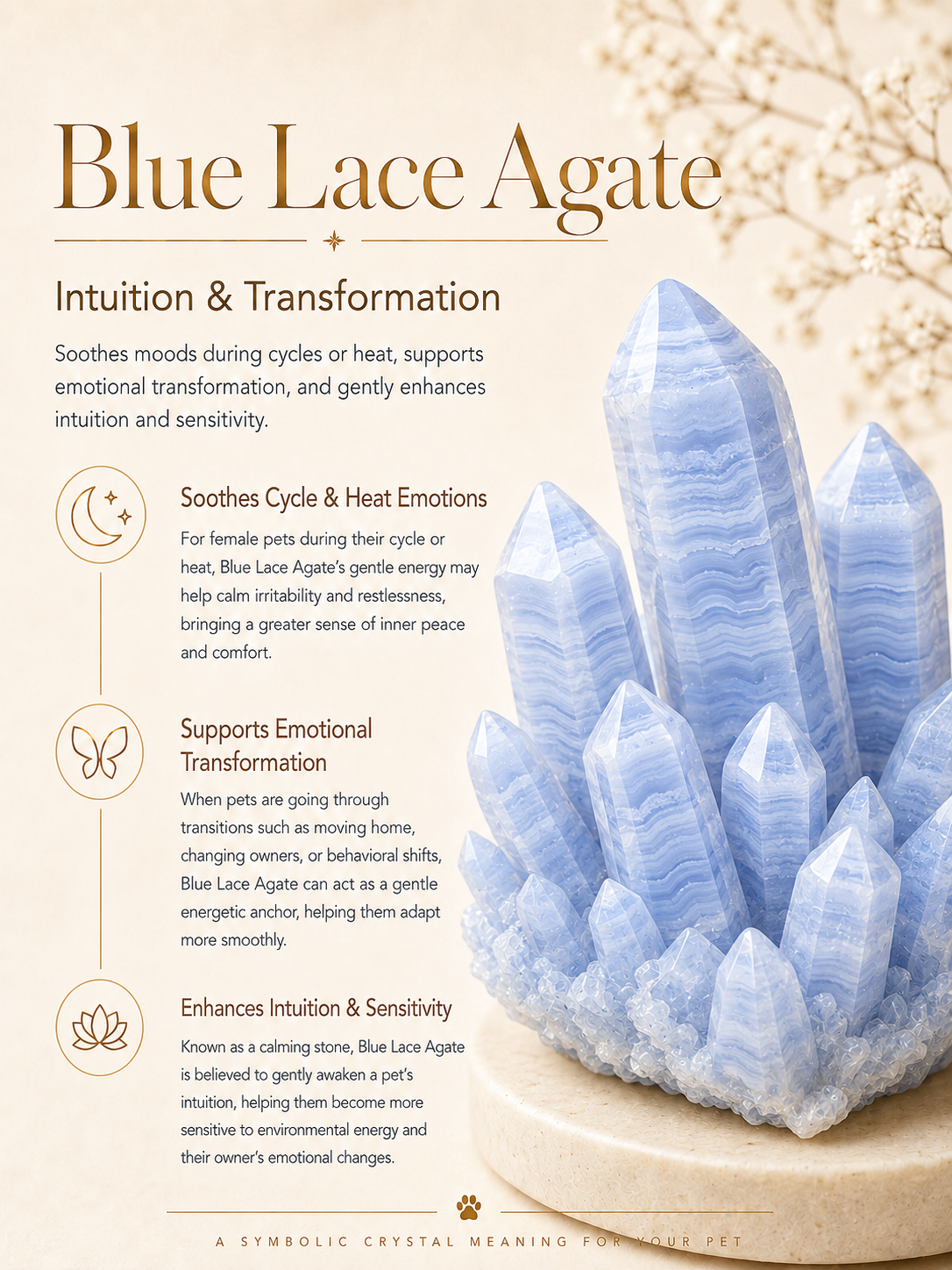 Blue Lace Agate Matching Pet Collar & Owner Bracelet Set