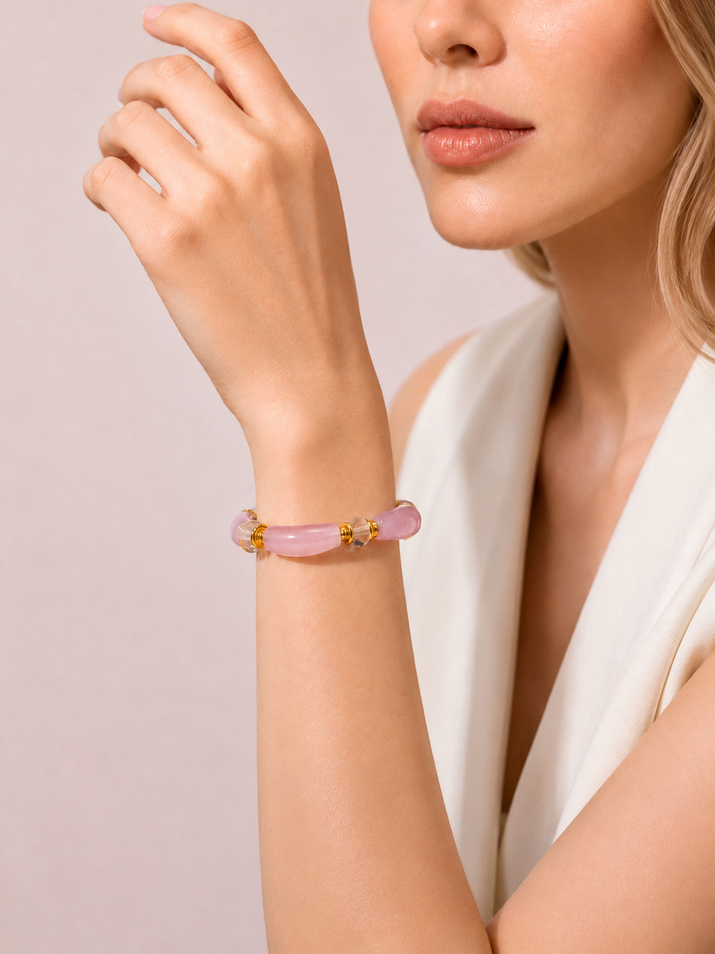 Ergonomic Smile Curved Natural Crystal Bracelet for Chakra Energy