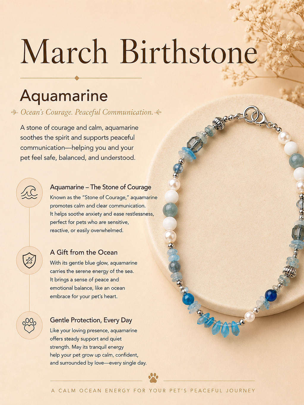 March Aquamarine Matching Pet & Owner Necklace