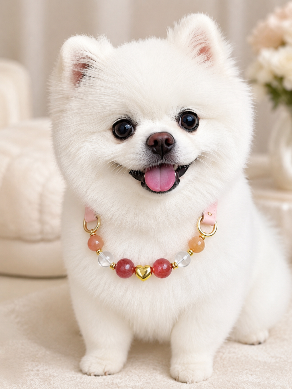 Strawberry Quartz Matching Pet Collar & Owner Bracelet Set