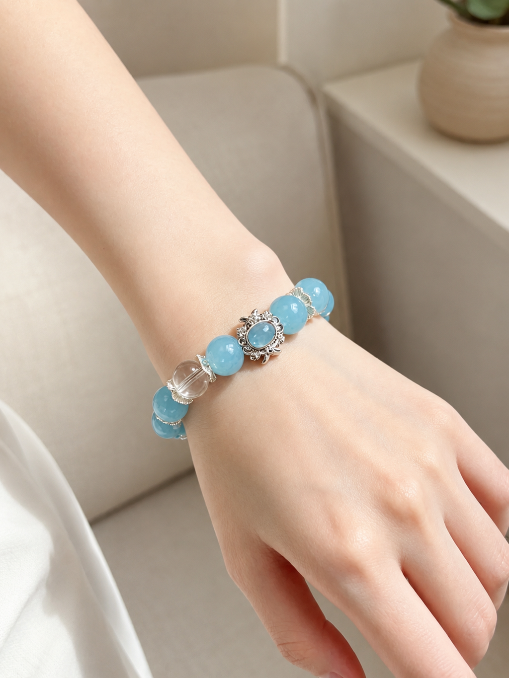 Aquamarine Matching Pet Collar & Owner Bracelet Set