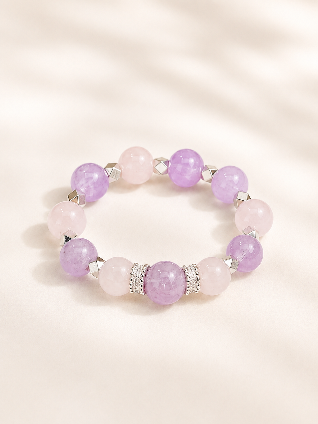 Rose Quartz Matching Pet Collar & Owner Bracelet Set