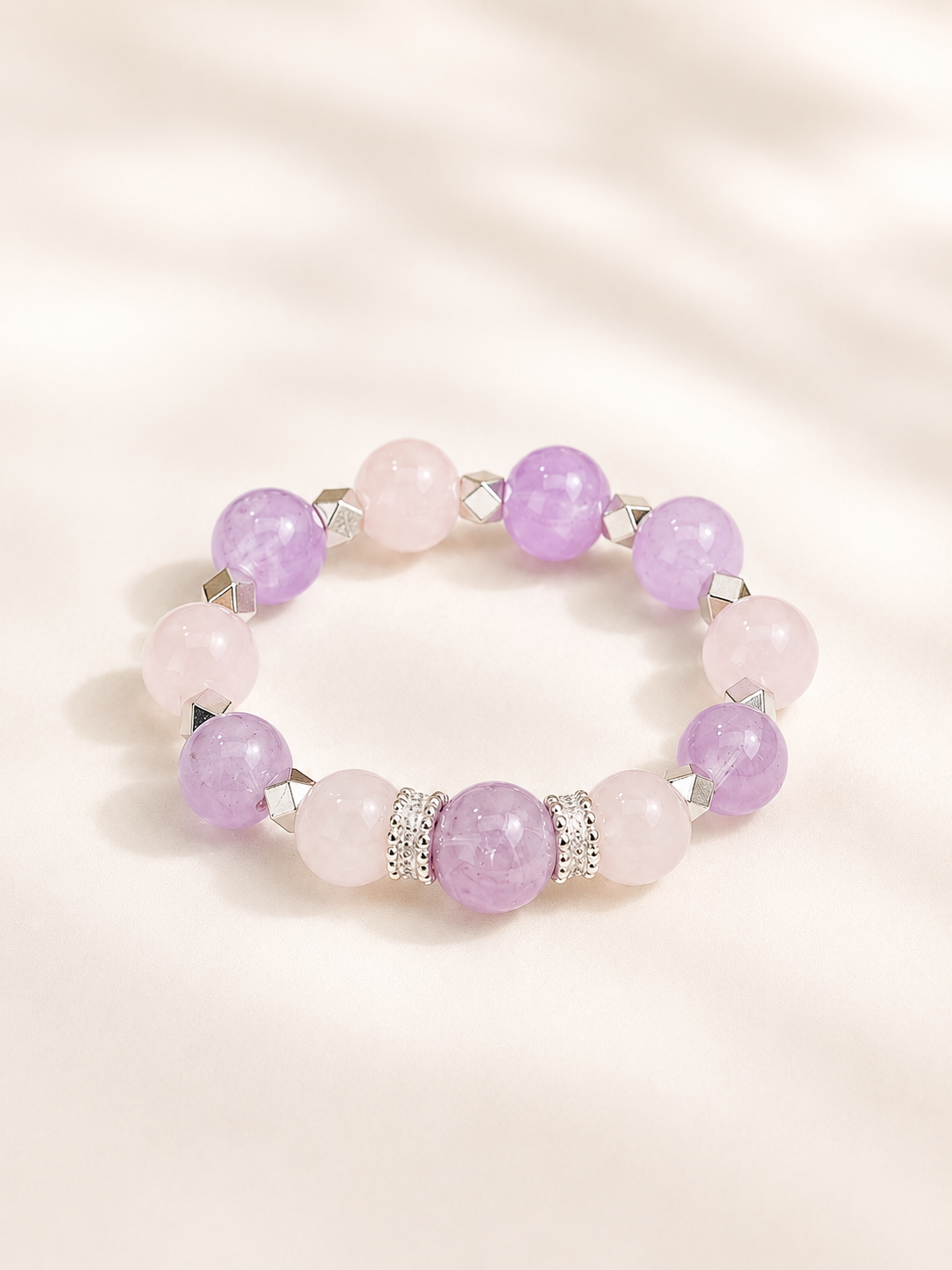 Rose Quartz Matching Pet Collar & Owner Bracelet Set