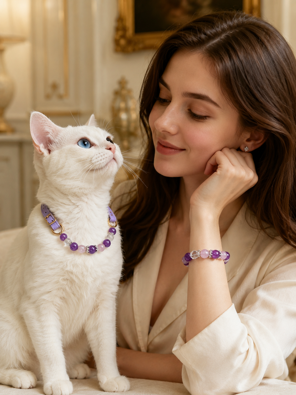 Amethyst Matching Pet Collar & Owner Bracelet Set