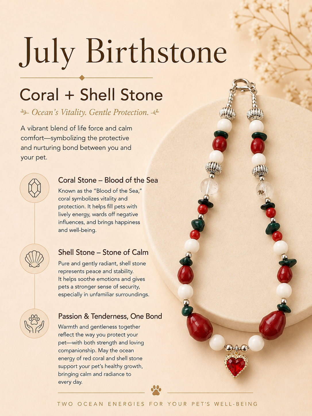 July Coral Matching Pet & Owner Necklace