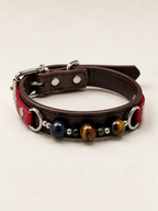 Tiger’s Eye Chakra Brown Leather Pet Collar