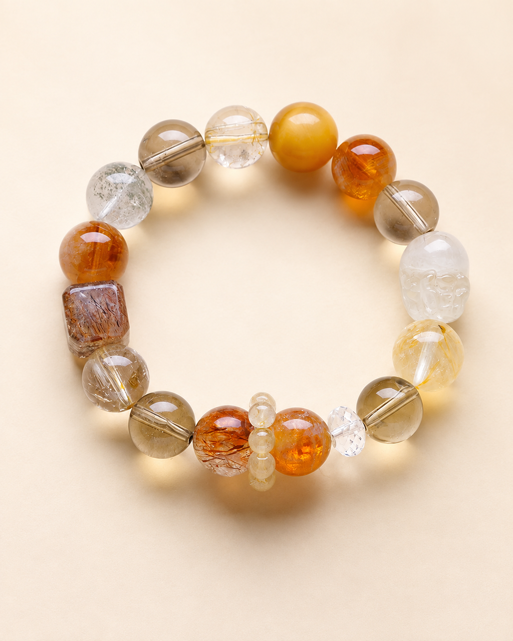 ”Pixiu“ Multi-Treasure Natural Crystal Bracelet for Feng Shui & Chakra Balance