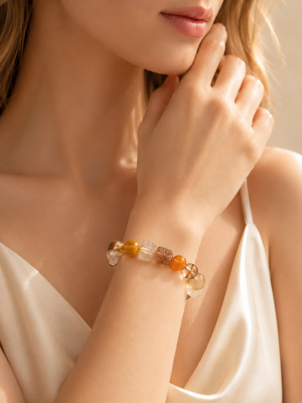 ”Pixiu“ Multi-Treasure Natural Crystal Bracelet for Feng Shui & Chakra Balance