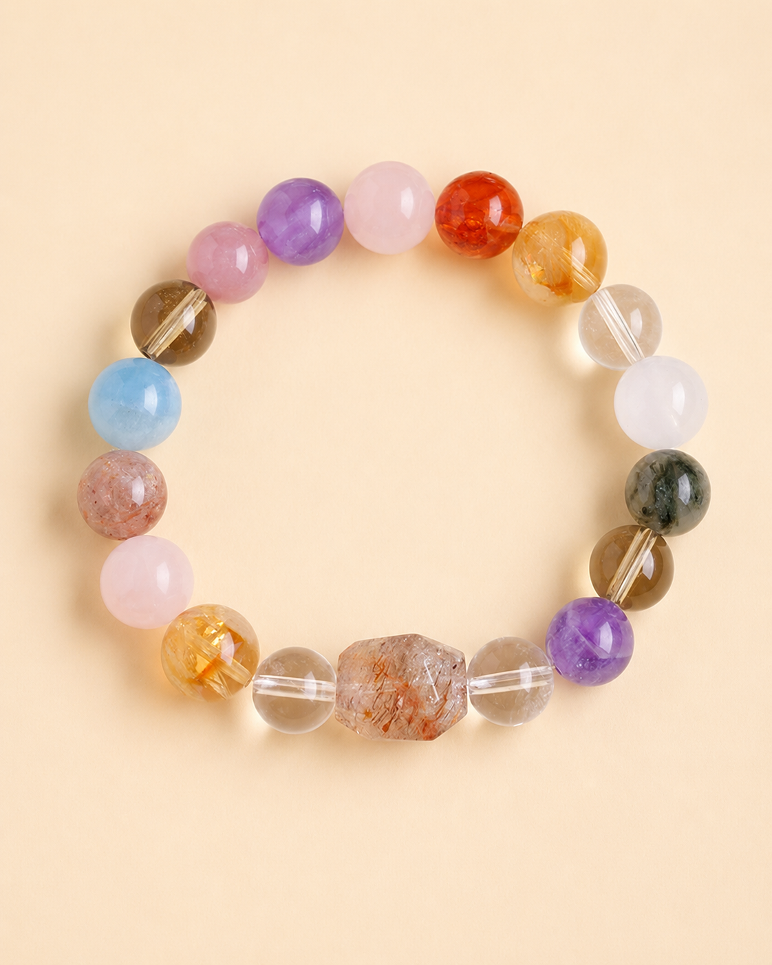 Super Seven Multi-Treasure Natural Crystal Bracelet for Chakra Balance