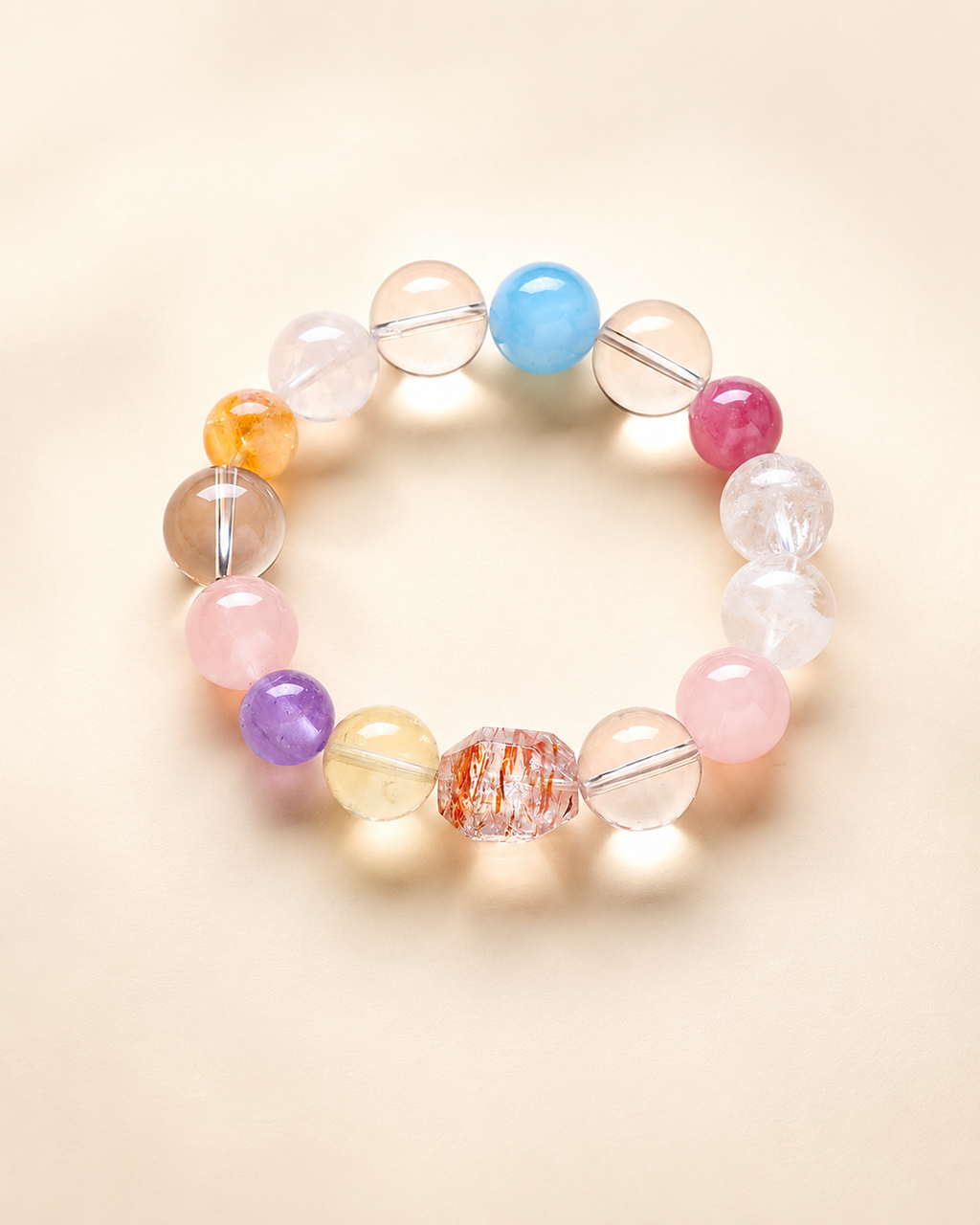 Super Seven Multi-Treasure Natural Crystal Bracelet for Chakra Balance