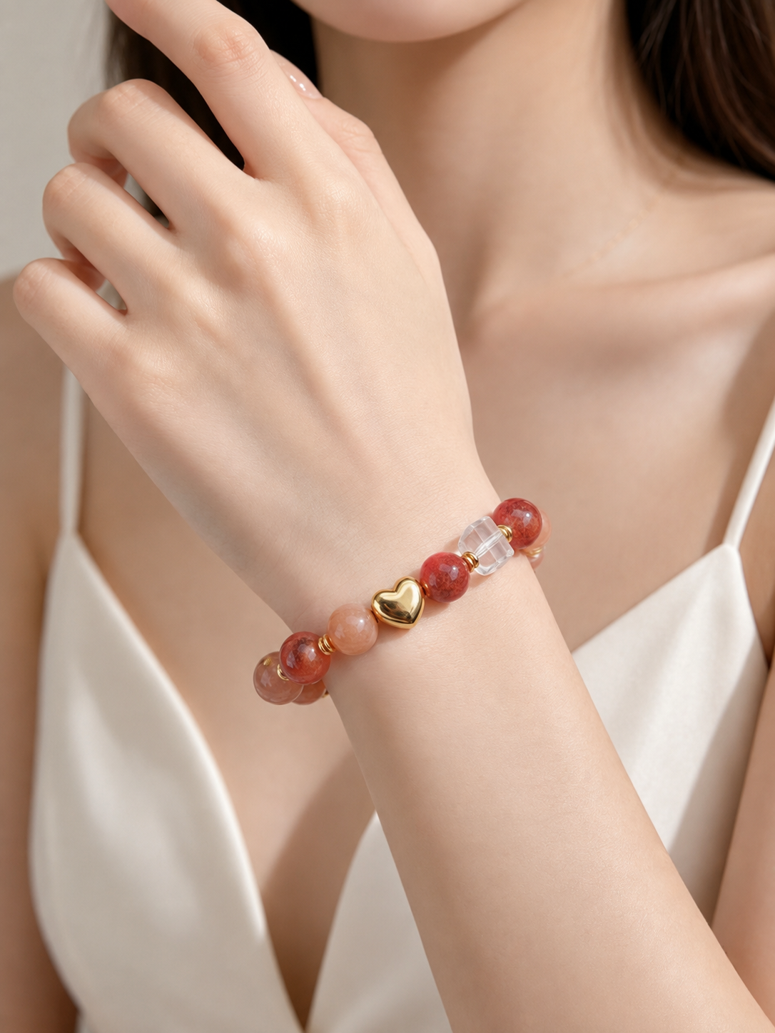 Strawberry Quartz Matching Pet Collar & Owner Bracelet Set
