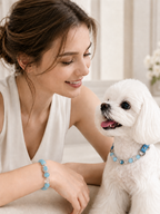 Aquamarine Matching Pet Collar & Owner Bracelet Set