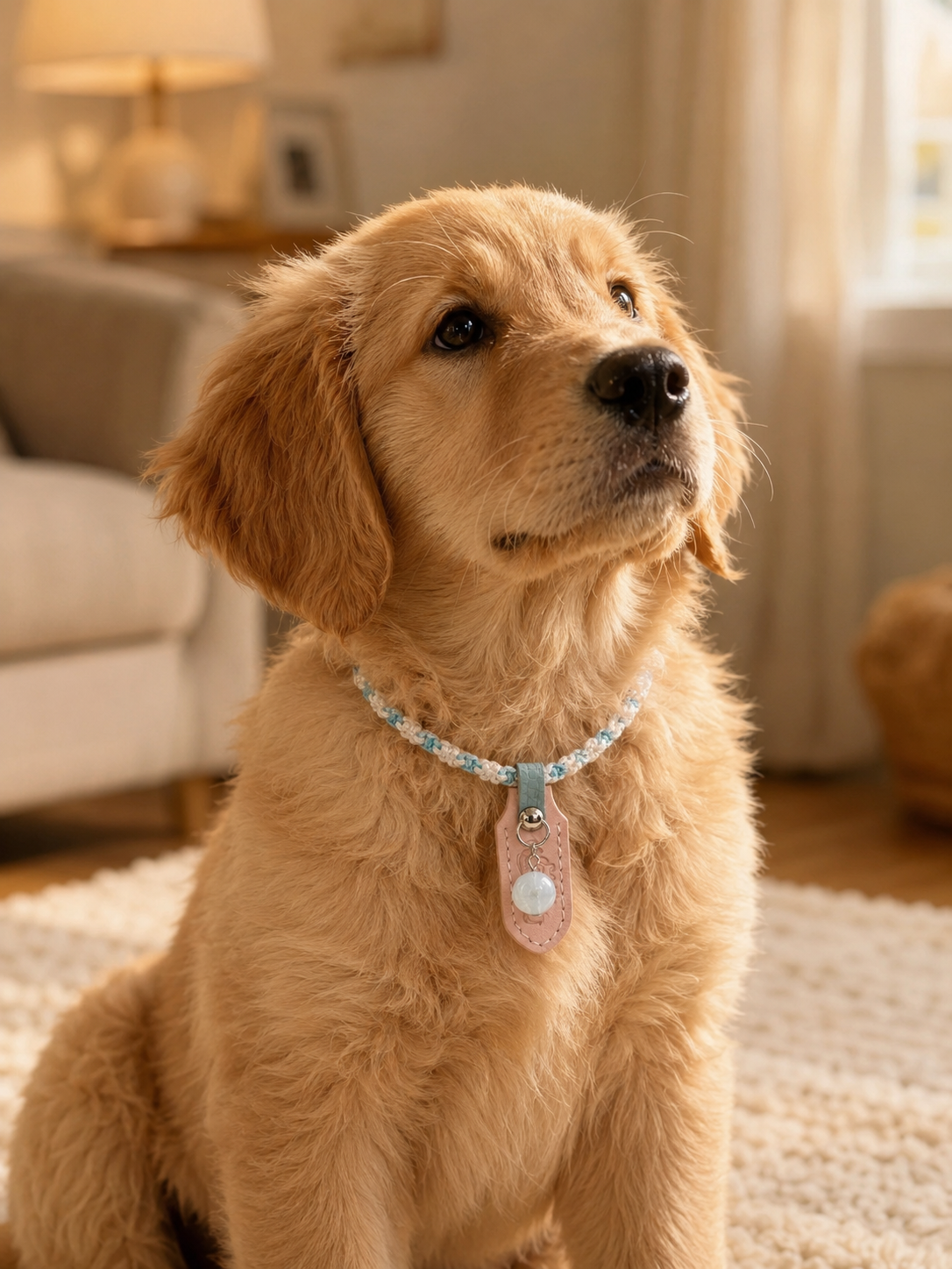 Aquamarine Handwoven Pet Necklace