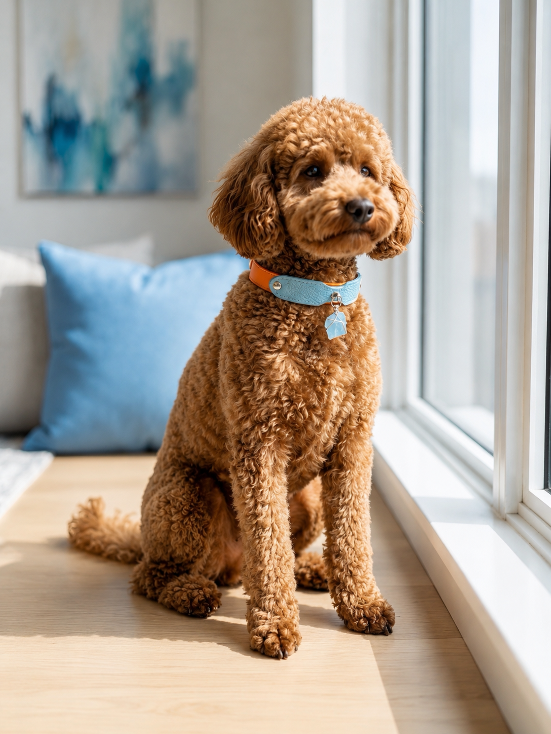 Aquamarine Möbius Loop Leather Pet Collar